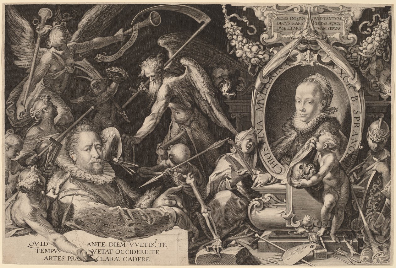 Bartholomaeus Spranger og hans Afdøde Hustru Christina Muller af Aegidius Sadeler II, after Bartholomaeus Spranger