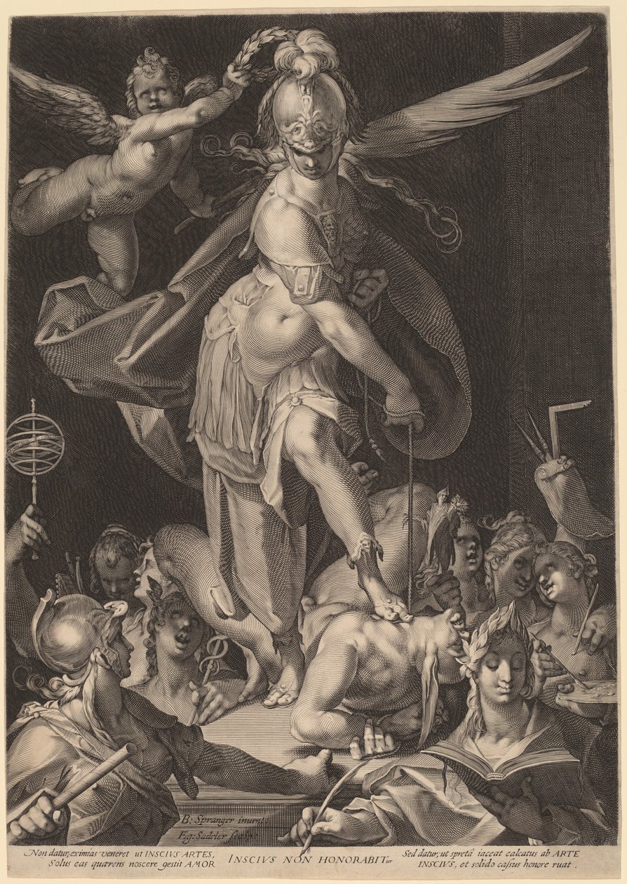 Visdom overvinder uvidenhed af Aegidius Sadeler II, after Bartholomaeus Spranger