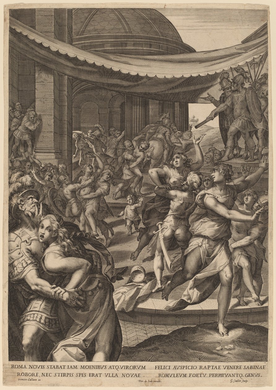 Sabinernes voldtægt af Aegidius Sadeler II after Denys Calvaert