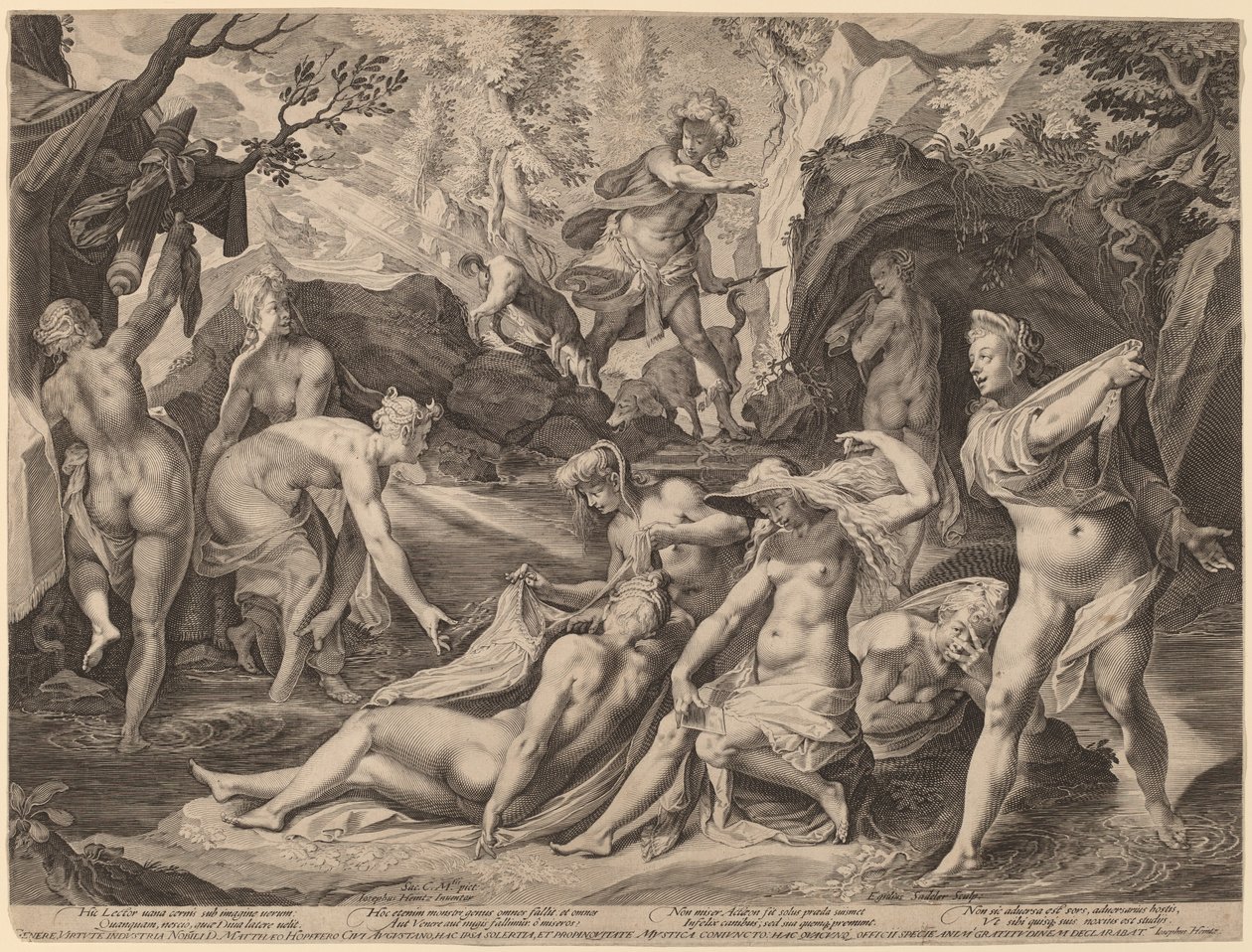 Diana overrasket af Actaeon af Aegidius Sadeler II after Joseph Heintz the Elder