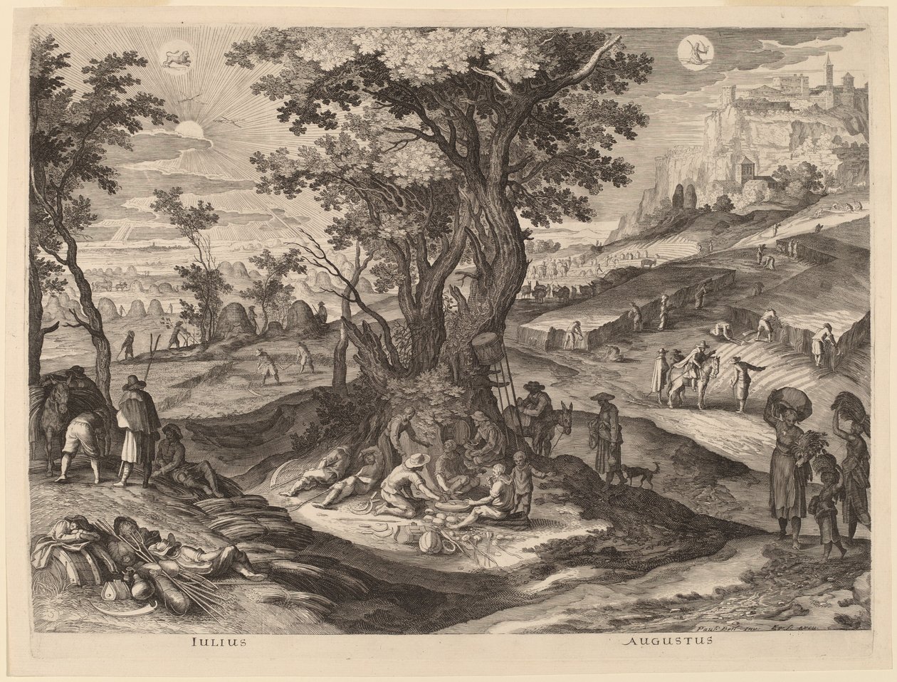 juli og august af Aegidius Sadeler II after Paul Bril