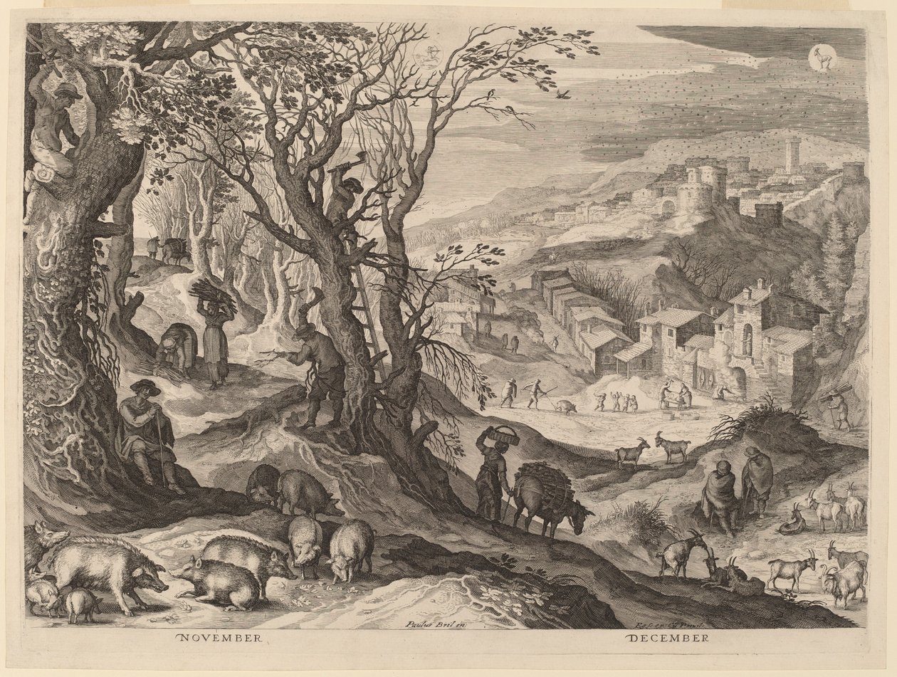 november og december af Aegidius Sadeler II after Paul Bril