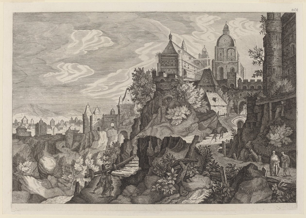 Klippelandskab i Bøhmen af Aegidius Sadeler II after Pieter Stevens