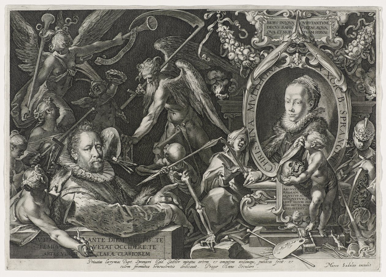 Bartholomaeus Spranger og hans kone, Christina Muller, 1600 (gravering på lagt papir) af Aegidius Sadeler or Saedeler