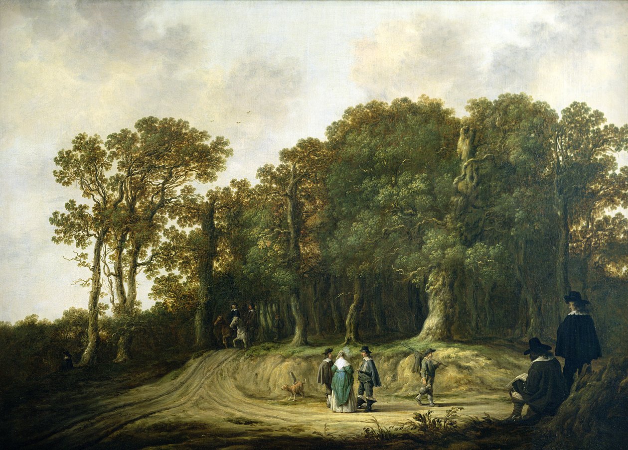 Et skovklædt landskab med kunstnerens skitsering af Aelbert Cuyp