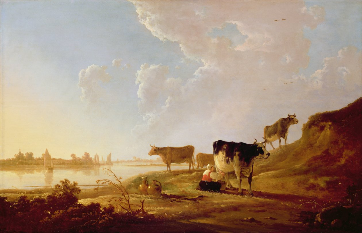 Køer nær en flod af Aelbert Cuyp