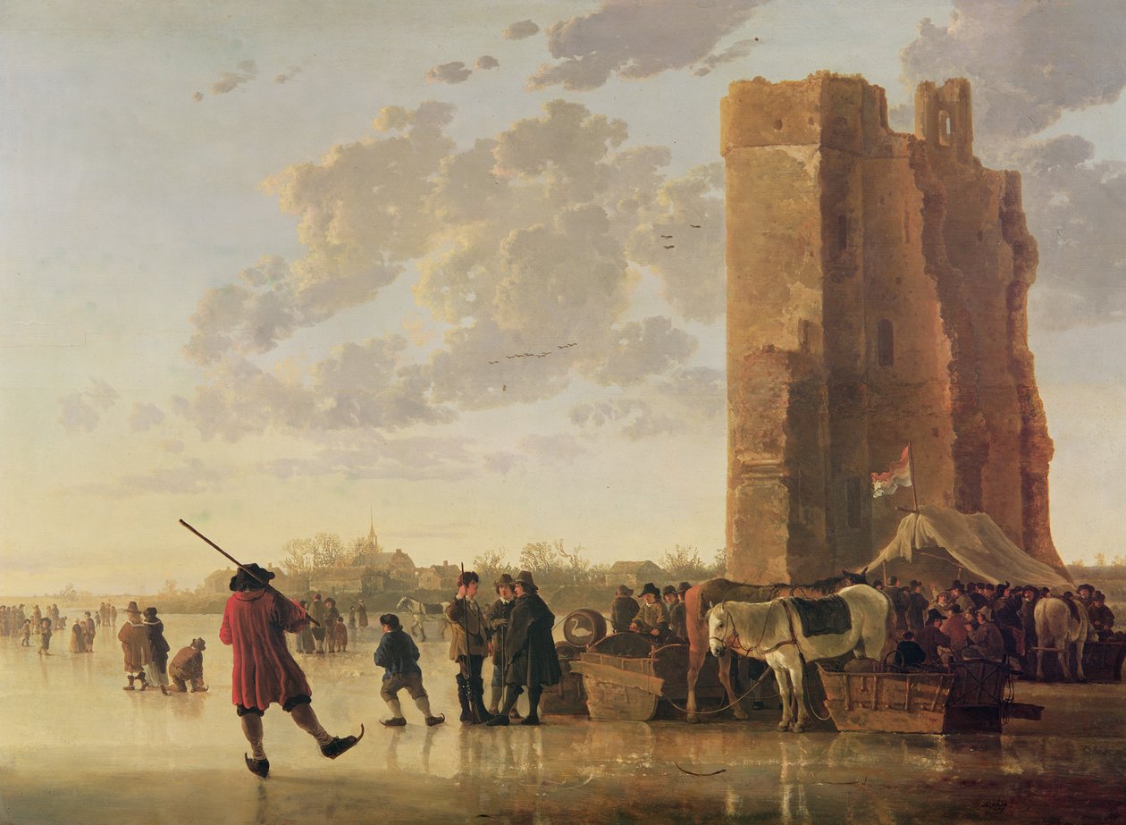 Udsigt over Maas om vinteren af Aelbert Cuyp