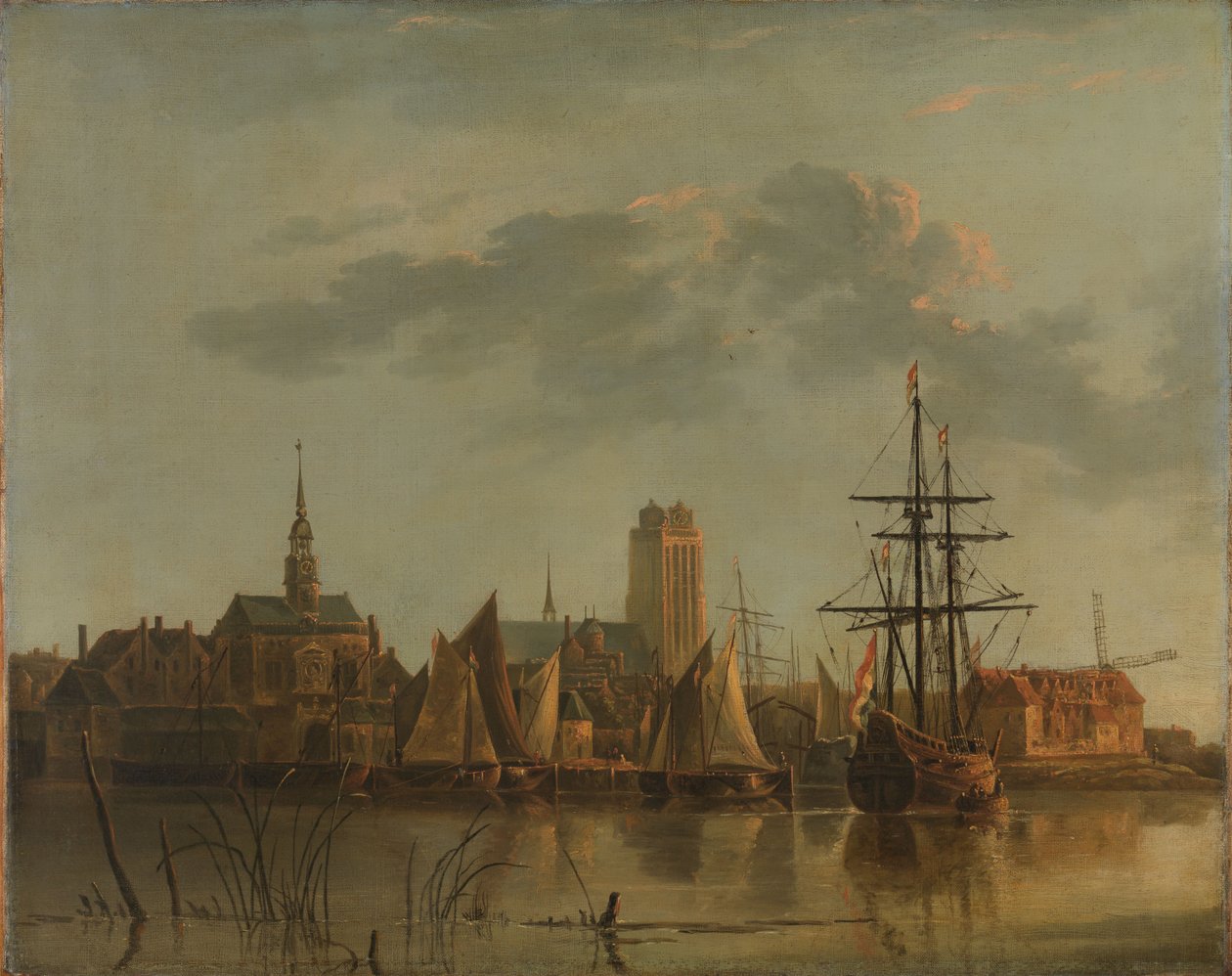 Udsigt over Dordrecht ved solnedgang af Aelbert (after) Cuyp