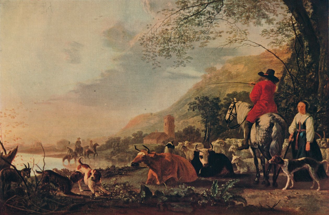 Et kuperet landskab med figurer, c1655 af Aelbert Cuyp
