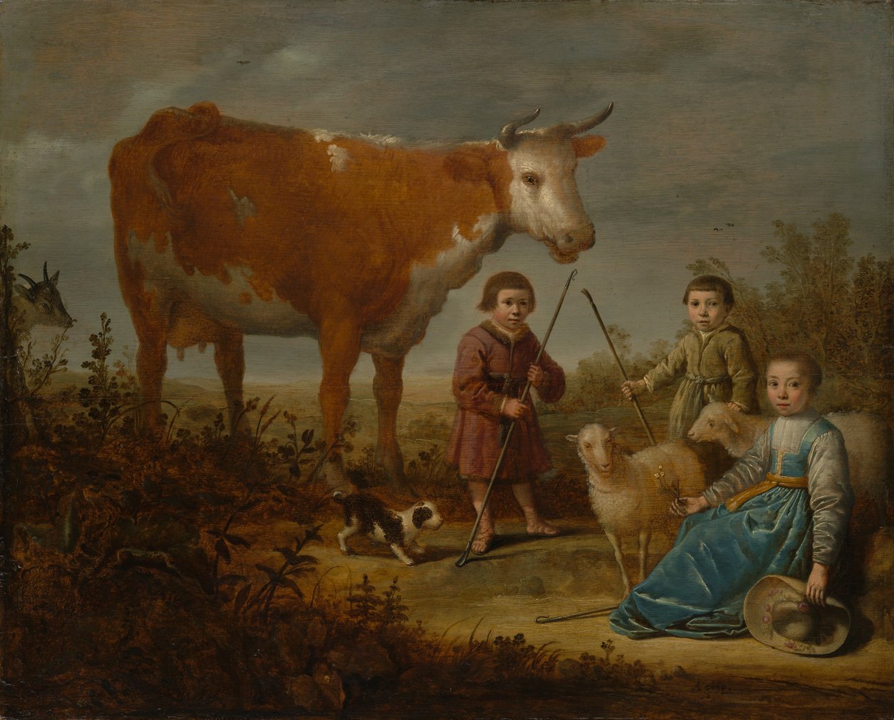 Børn og en ko, 1635-39. af Aelbert Cuyp