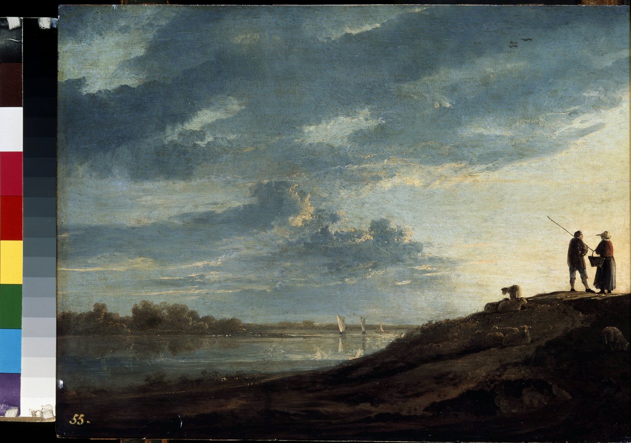 Solnedgang over en flod Maleri af Albert (Aelbert eller Aelbrecht) Cuyp (1620-1691) ca. 1650 Dim. 38,5x53 cm Eremitagemuseet, Sankt Petersborg af Aelbert Cuyp