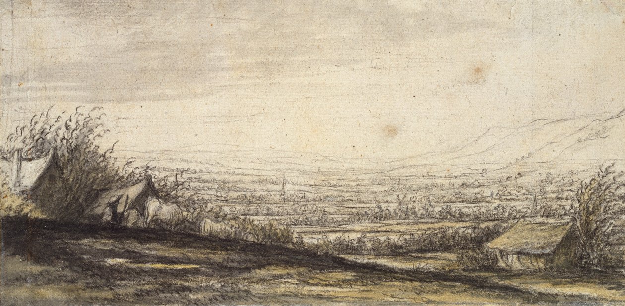 Omfattende landskab med hytte og kvæg, slutningen af 1600-tallet af Aelbert Cuyp