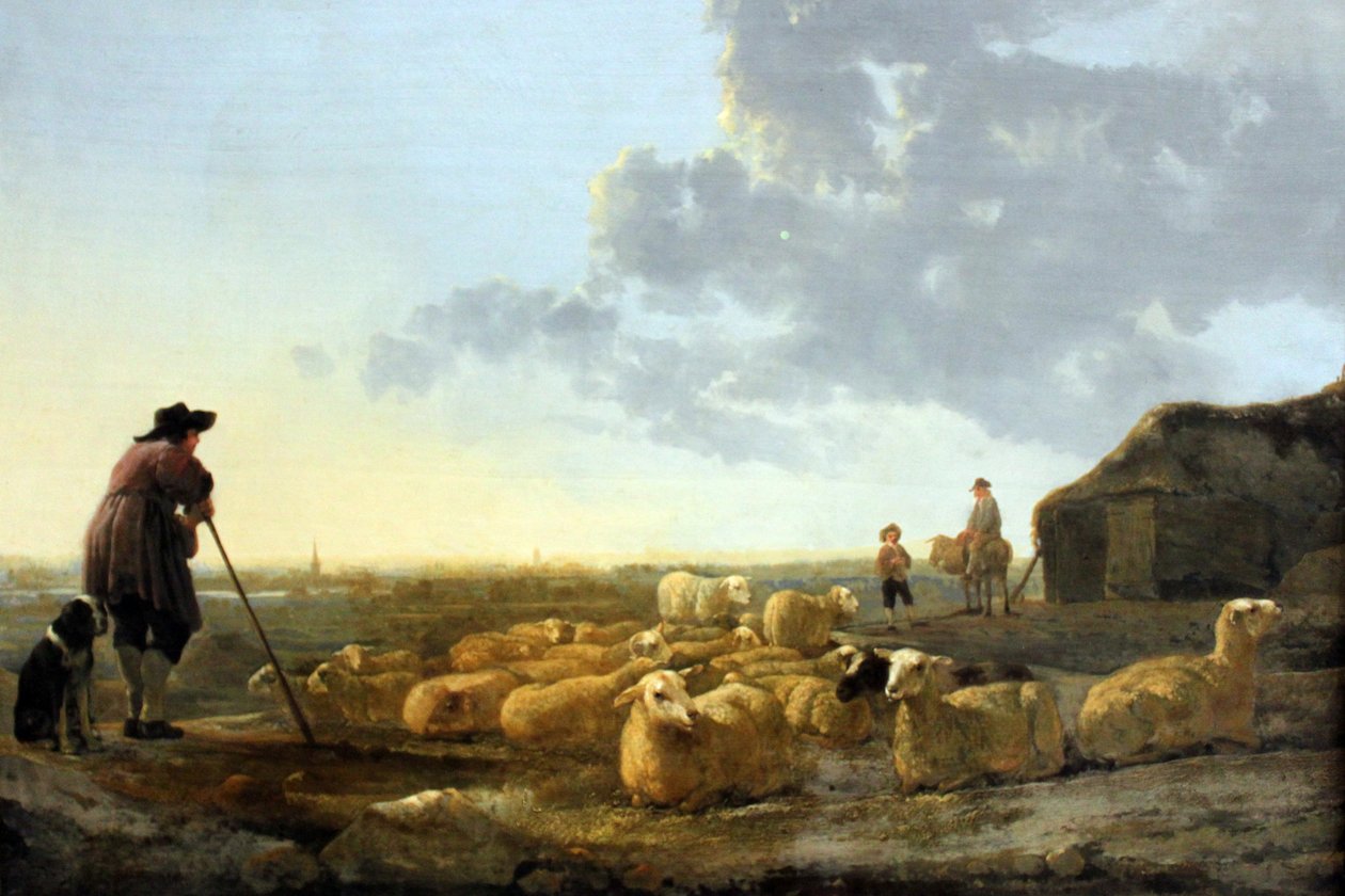 Tysk: Schafherde auf der Weide Fåreflok på græs af Aelbert Cuyp