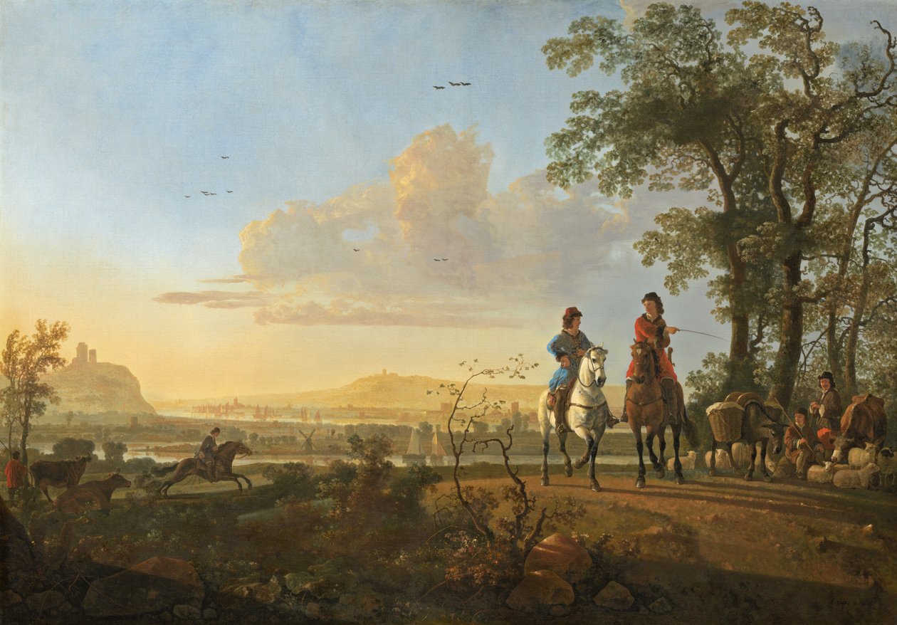 Ryttere og hyrder med kvæg af Aelbert Cuyp