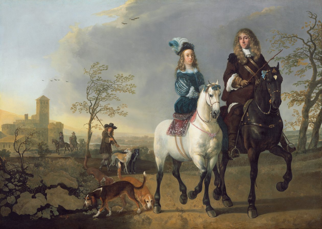 Dame og herre til hest, ca. 1655, omarbejdet 16601665. af Aelbert Cuyp