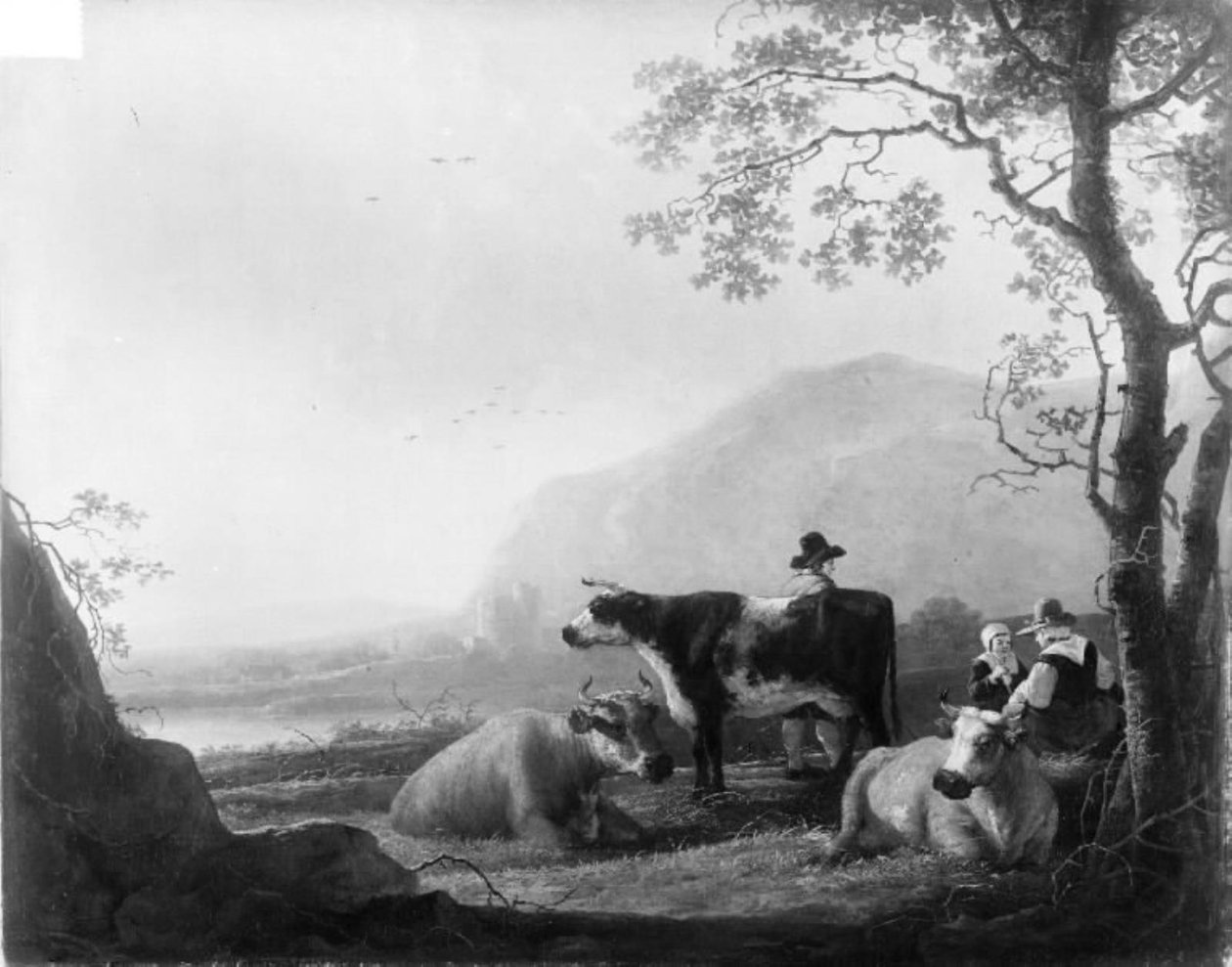 Landskab med tre køer og hyrder af Aelbert Cuyp