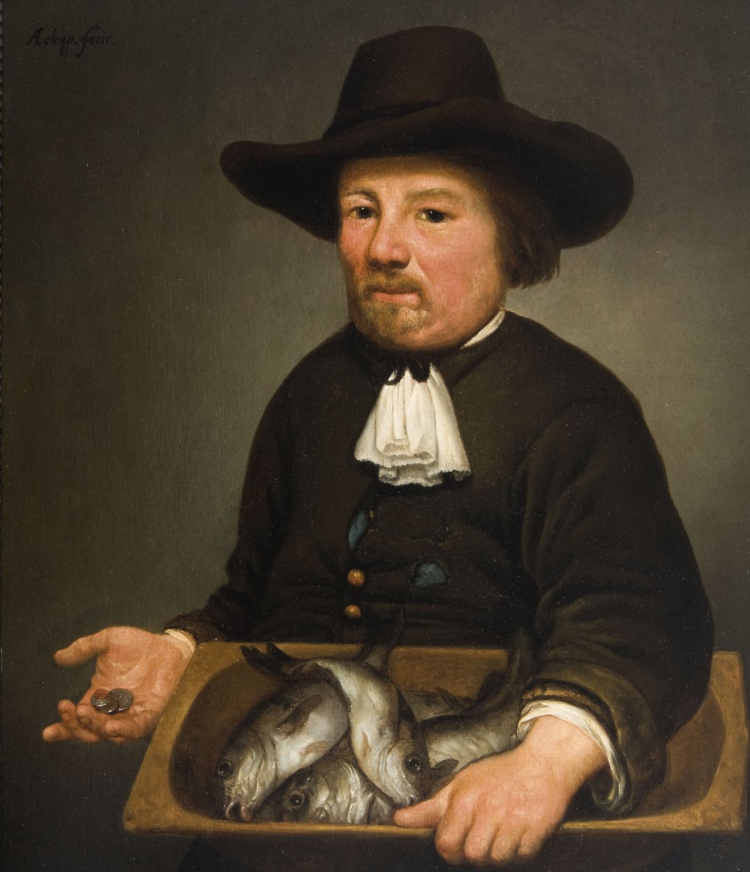 Mand med bøtten fisk af Aelbert Cuyp