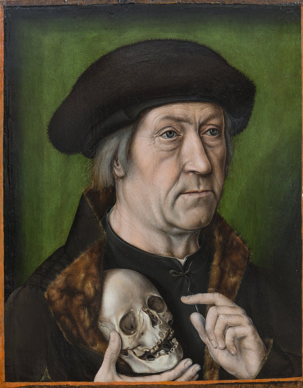 Selvportræt / Portræt af en mand, der holder et kranium af Aelbrecht Bouts