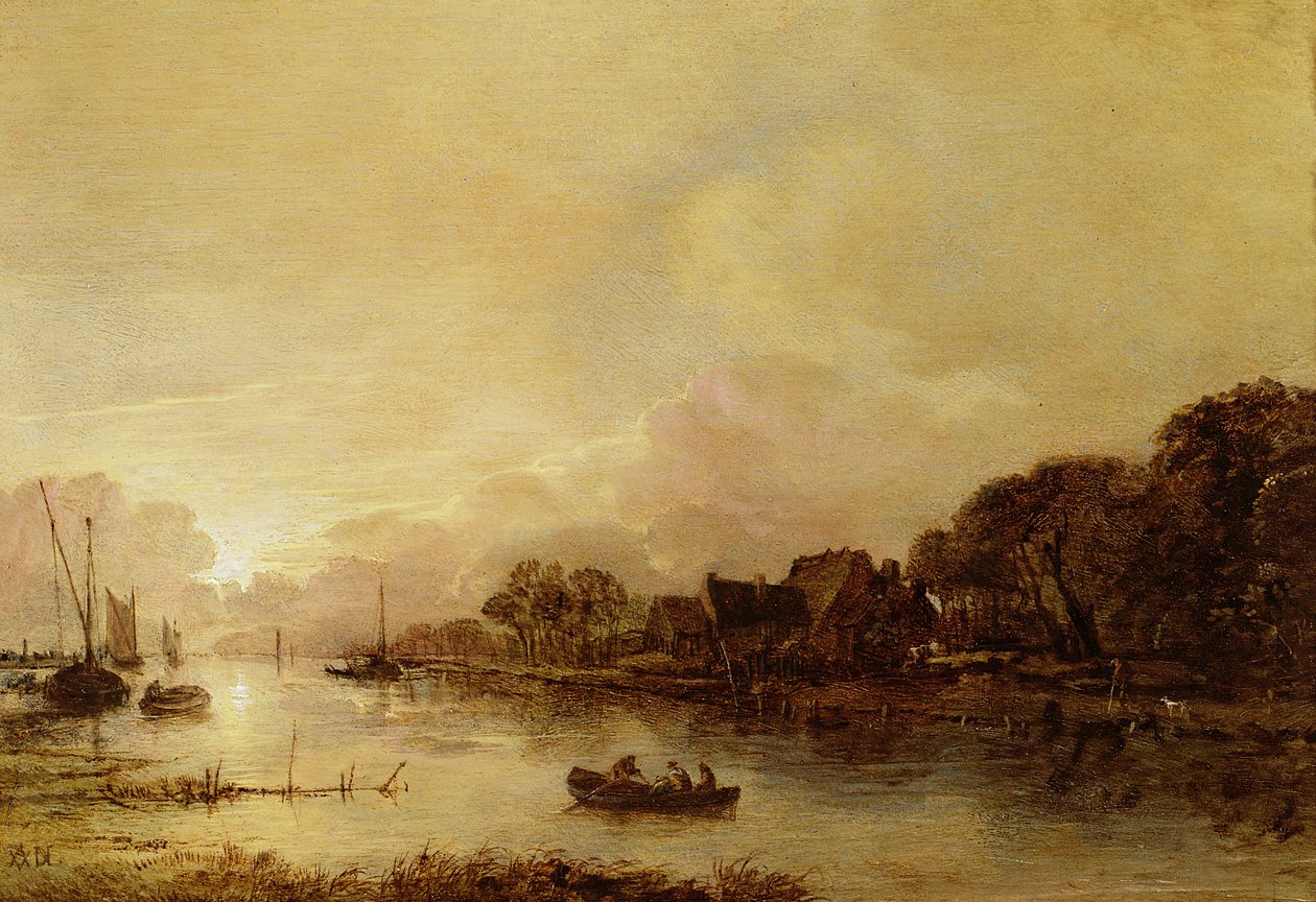 Flodlandskab af Aert van der Neer