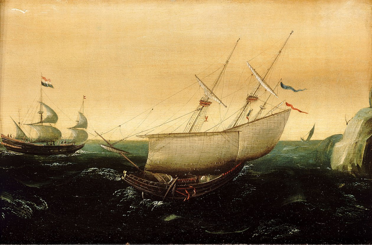 Et hollandsk skib på tæt hold, ca. 1610 (olie på panel) af Aert Anthonisz