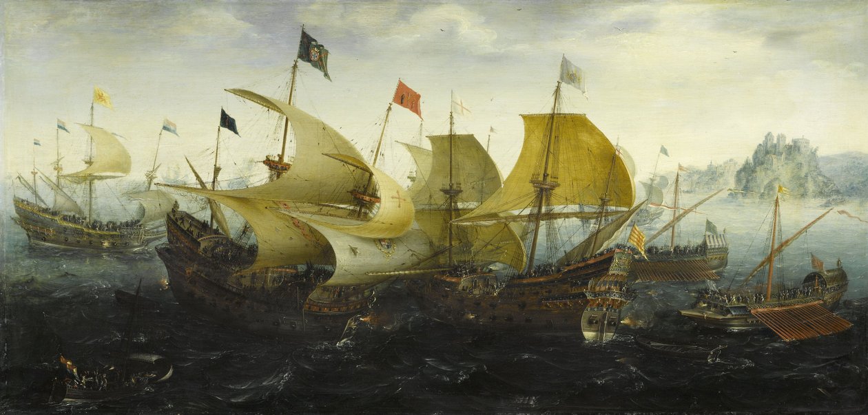 Slaget ved Cadiz Hollandske og engelske skibe angriber den spanske armada, 1608 af Aert Anthonisz