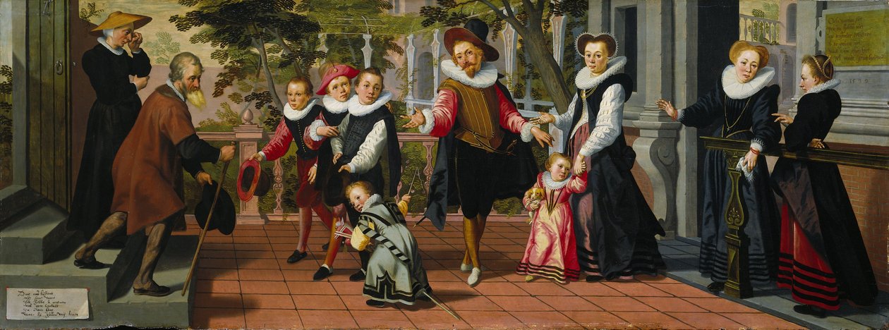 Rige børn, fattige forældre, 1599 af Aert Pietersz.