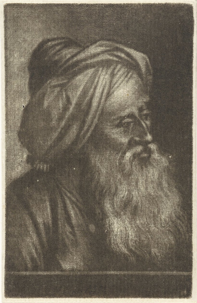 Buste af en mand iført turban af Aert Schouman