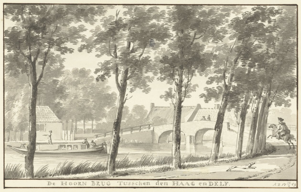 Hoornbrug mellem Haag og Delft af Aert Schouman