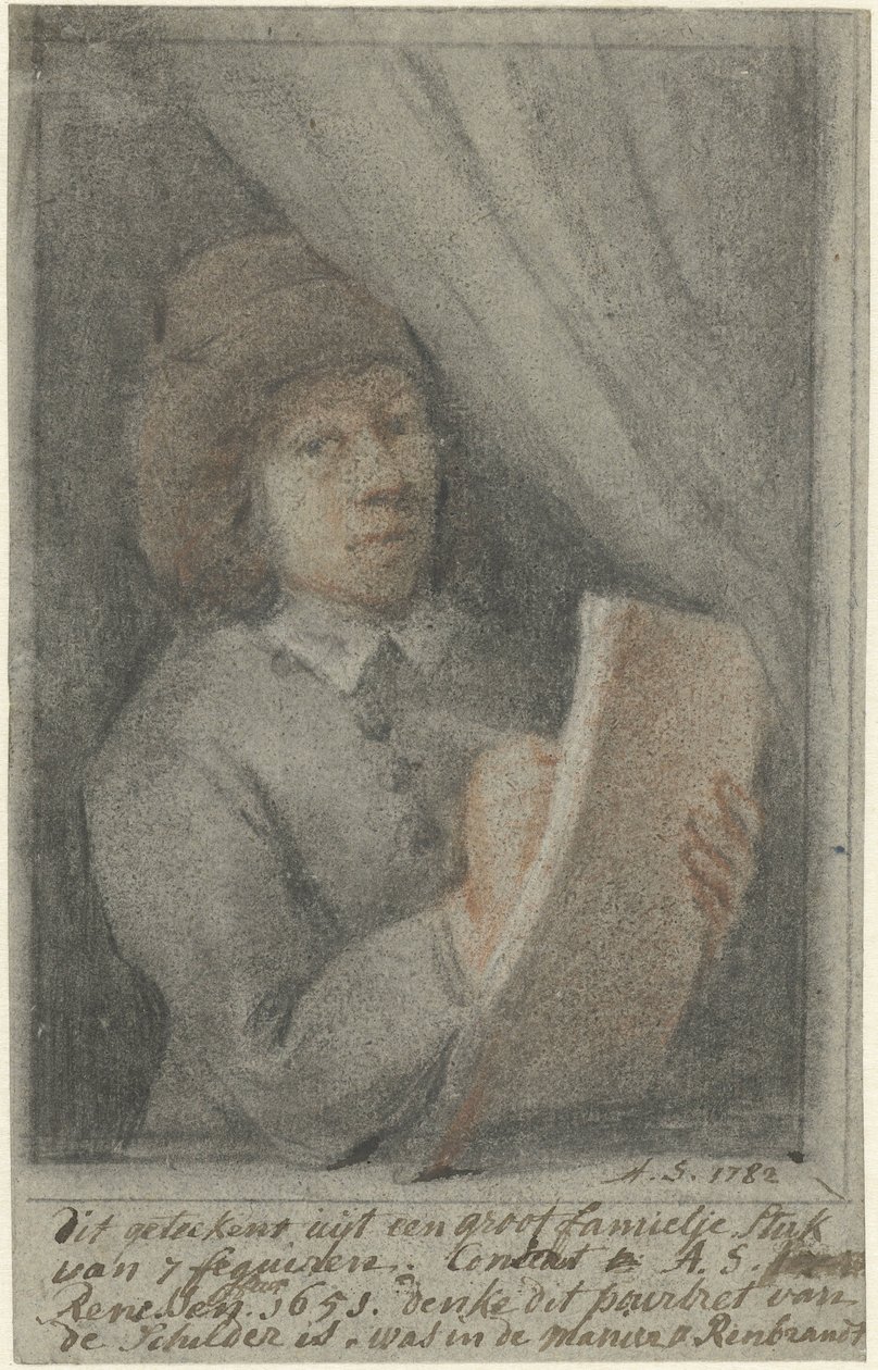 Detalje af et maleri med selvportræt af Constantine Daniel à Renesse af Aert Schouman