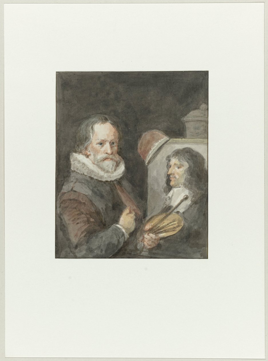 Portræt af Michiel van Mierevelt, mens han Jacob Willemsz. Delff maler af Aert Schouman