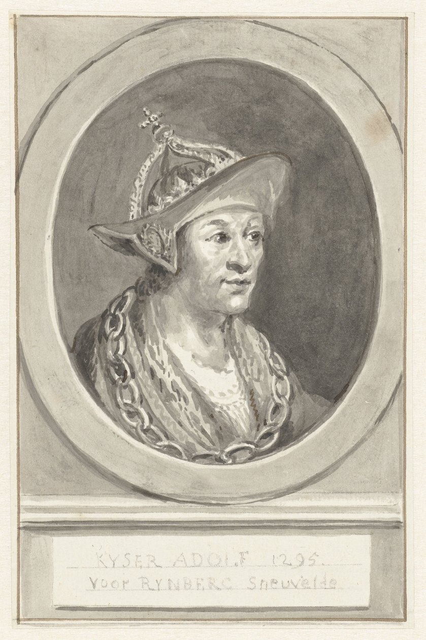 Portræt af kejser Adolf VII af Nassau, i oval, mod højre af Aert Schouman
