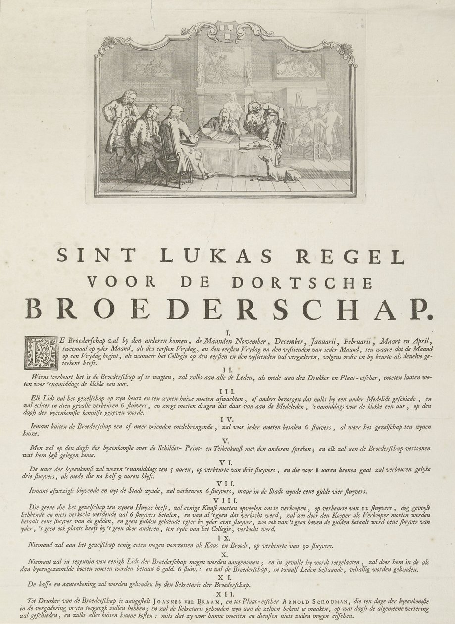 Regler for Saint Luke-lauget i Dordrecht, 1736 af Aert Schouman