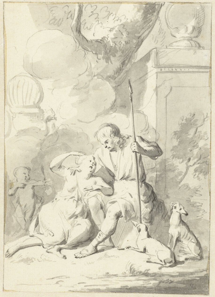 Venus en Adonis (?) af Aert Schouman