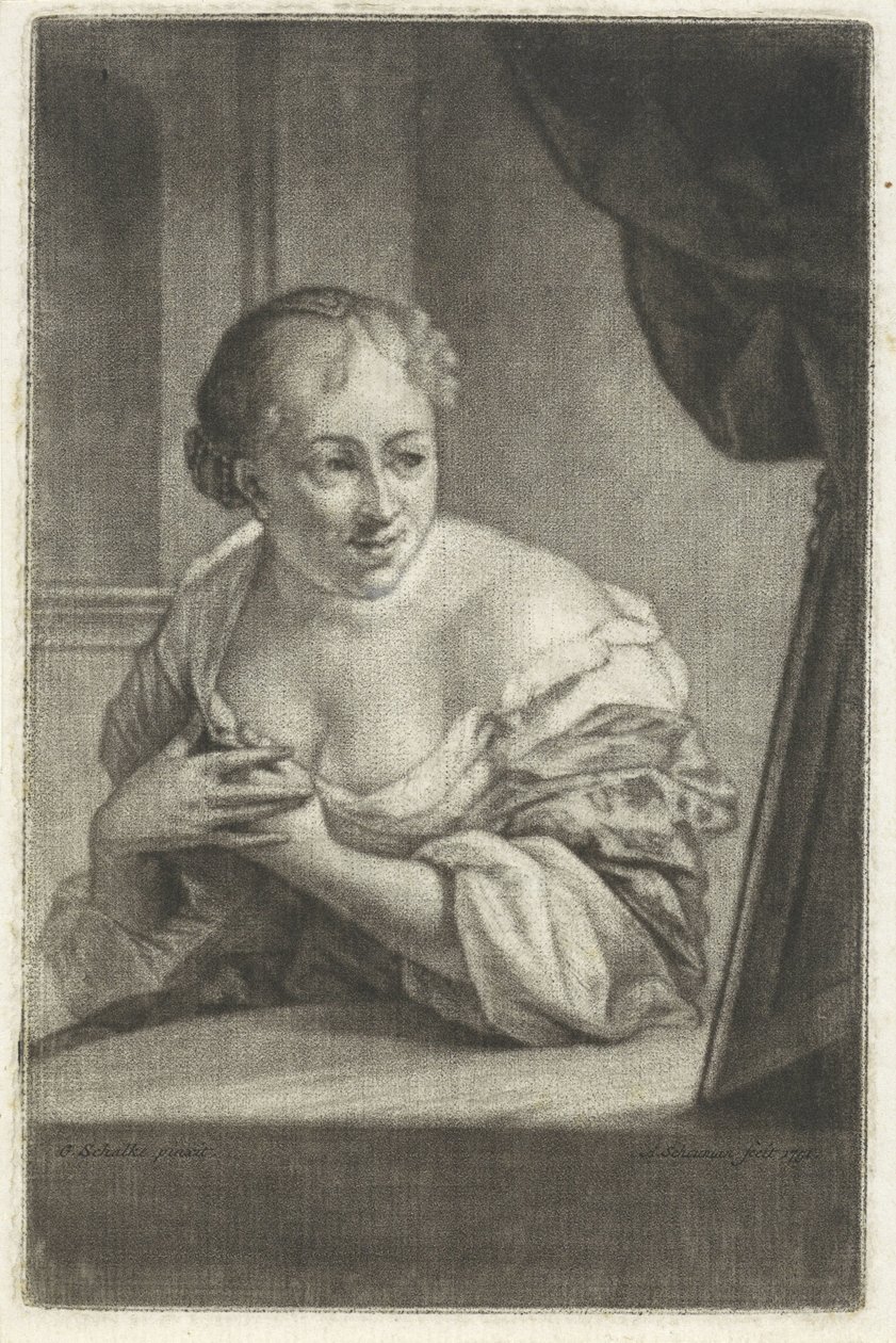 Kvinde foran et spejl af Aert Schouman