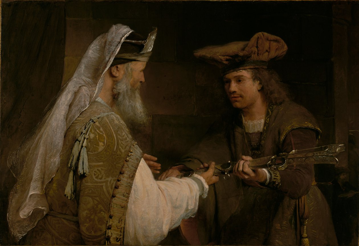 Ahimelech giver Goliat-sværdet til David af Aert de Gelder