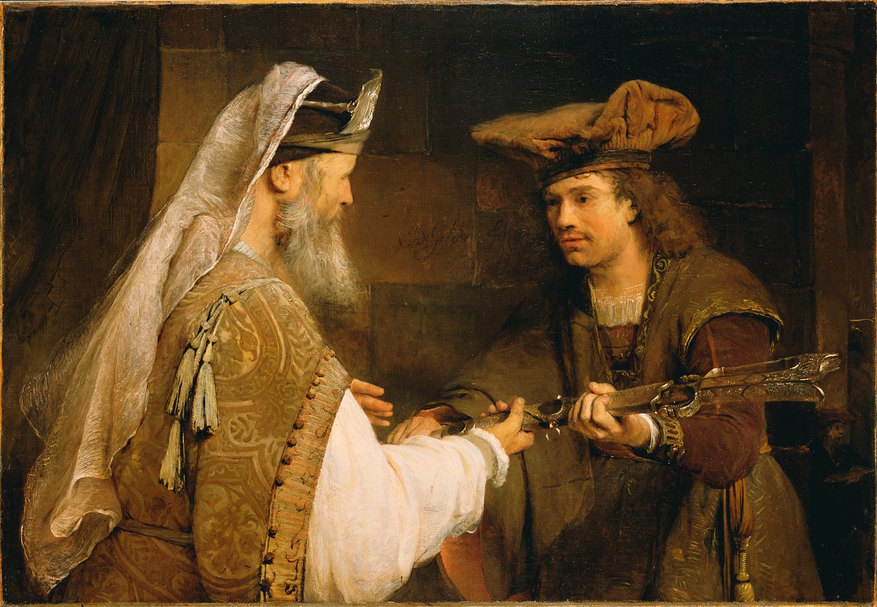 Ahimelek giver Goliats sværd til David, ca. 1680 (olie på lærred) af Aernt de Gelder