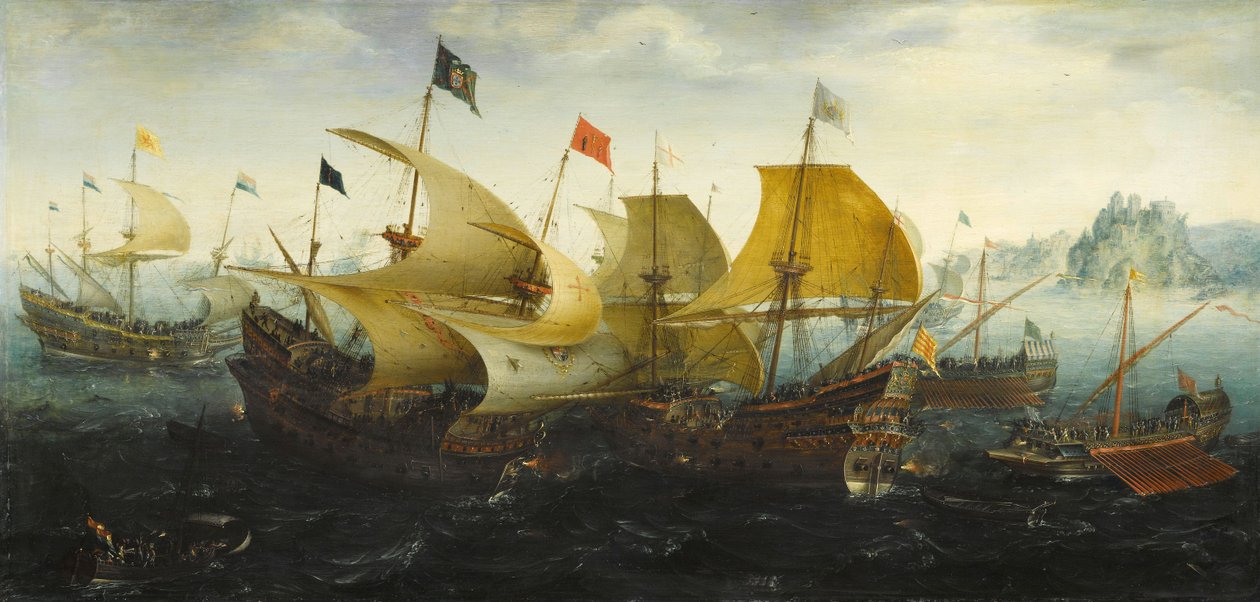 Slaget ved Cadiz i 1587 af Aert van Antum