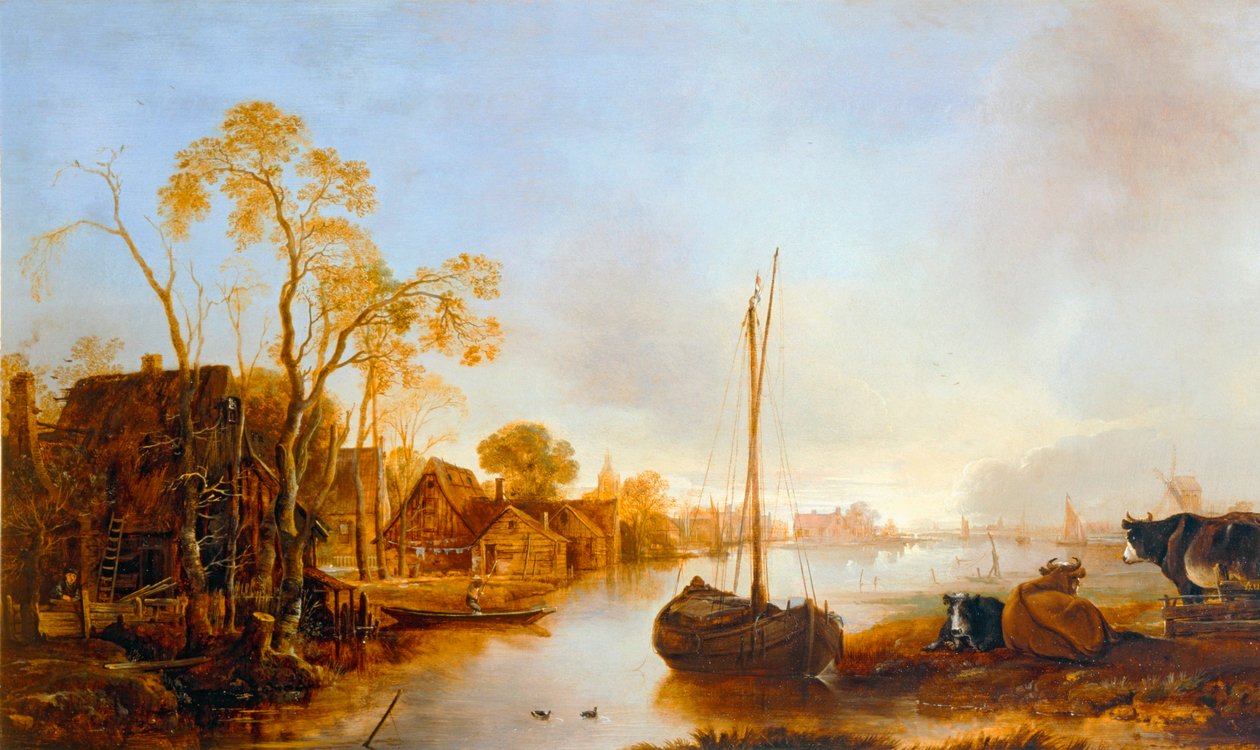 Kanten af en kanal i Holland ... af Aert van der (after) Neer