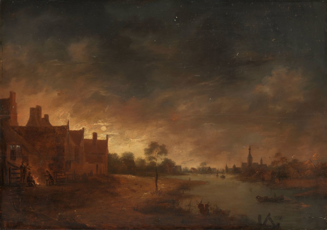 River View by Moonlight af Aert van der Neer (copy after)