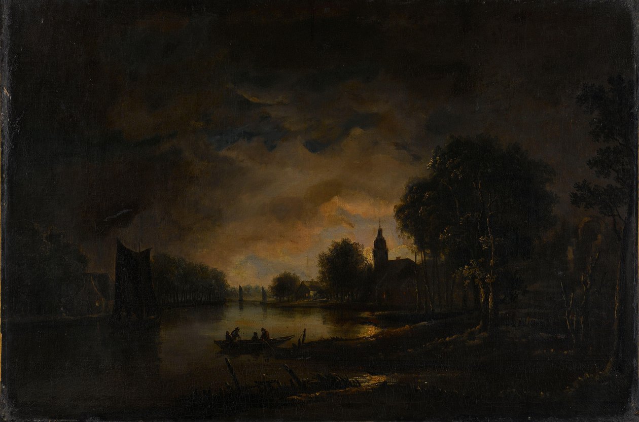 River View by Moonlight af Aert van der Neer (manner of)