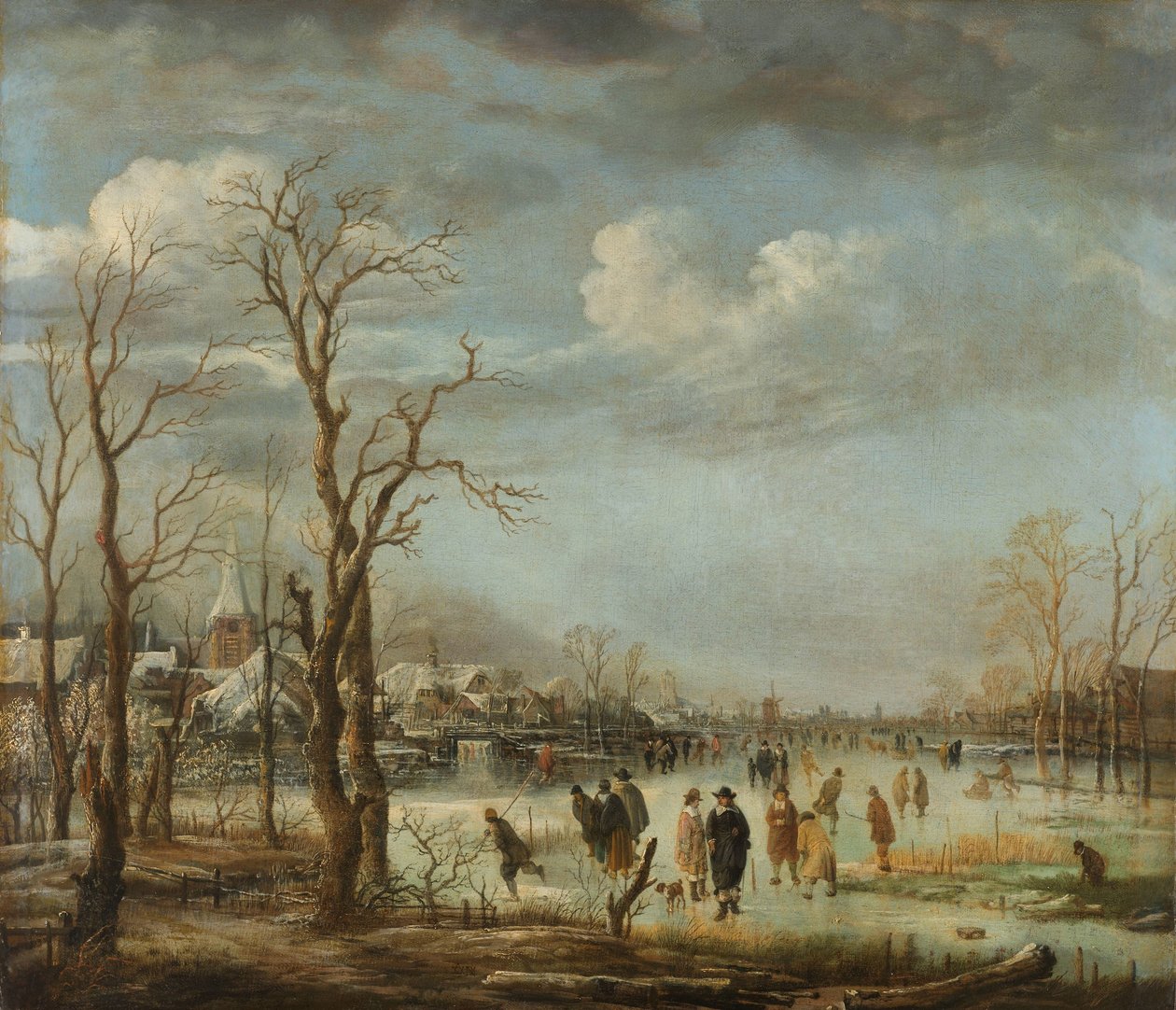 Flodudsigt om vinteren, 1630-60 af Aert van der Neer