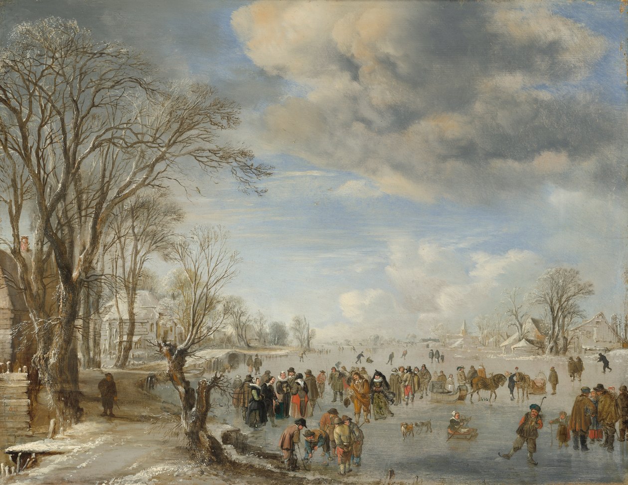 Vinter i Holland, Skøjtescene, 1645 af Aert van der Neer