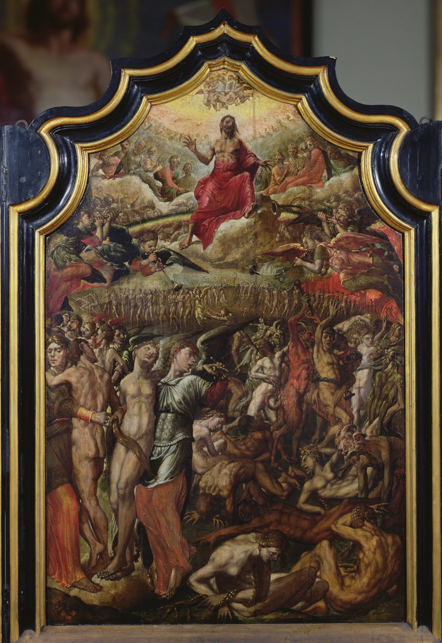 The Last Judgement, centralt panel af en triptykon, 1555 af Aertgen Claesz van Leyden
