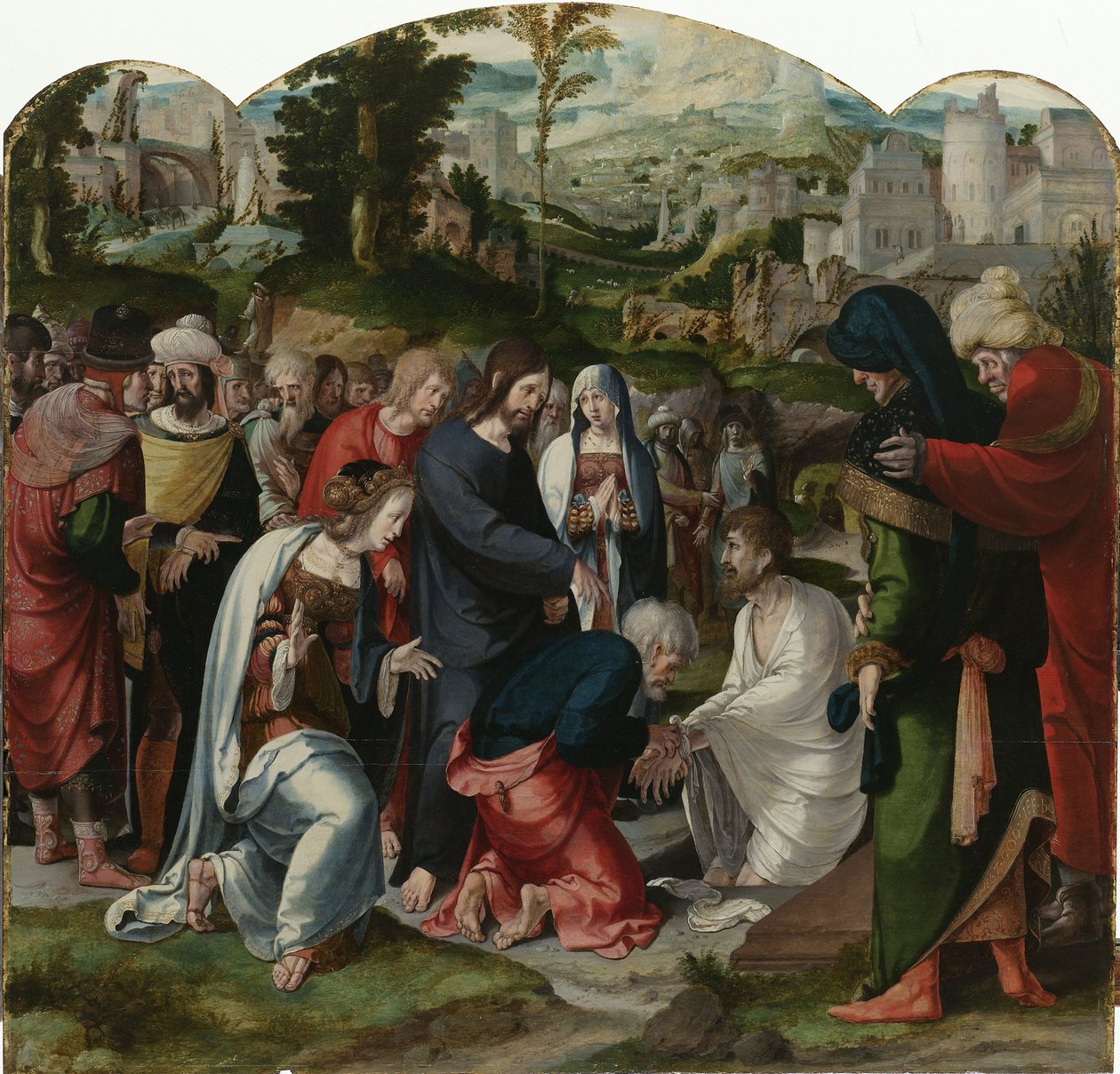 The Raising of Lazarus, midterpanel på triptykonen, ca. 1530 af Aertgen Claesz van Leyden
