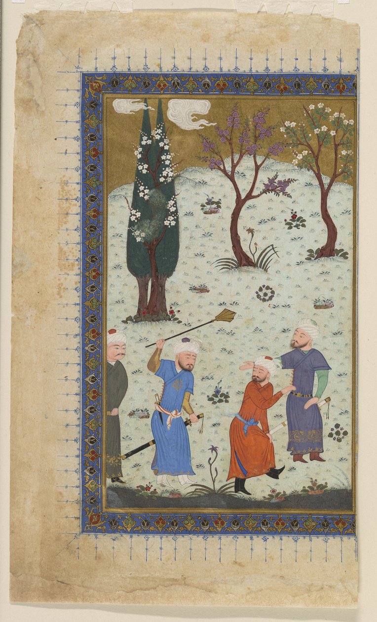 En prins på tronen omgivet af tjenere, 1425-30 af Afghan School