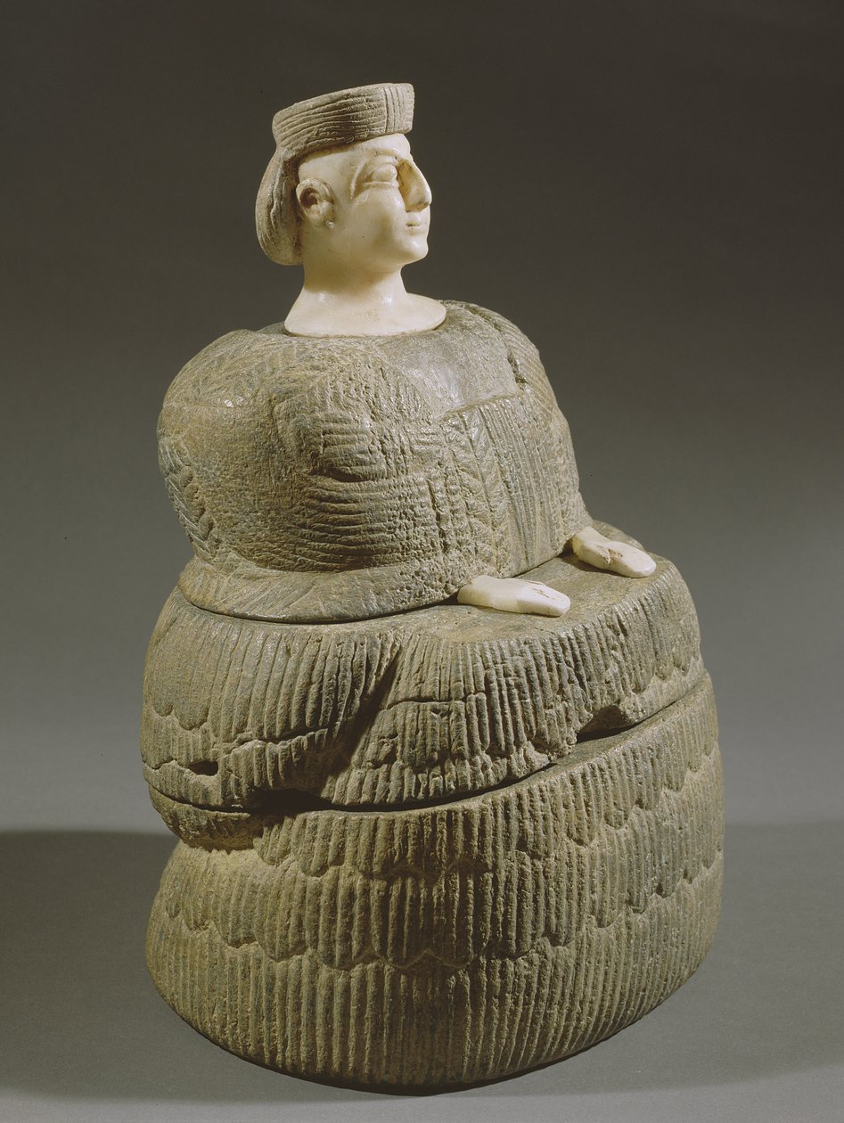 Statuette af en gudinde iført kaunake, kendt som Princess of Bactriane, 3. årtusinde f.Kr. (klorit og calcit) af Afghan School
