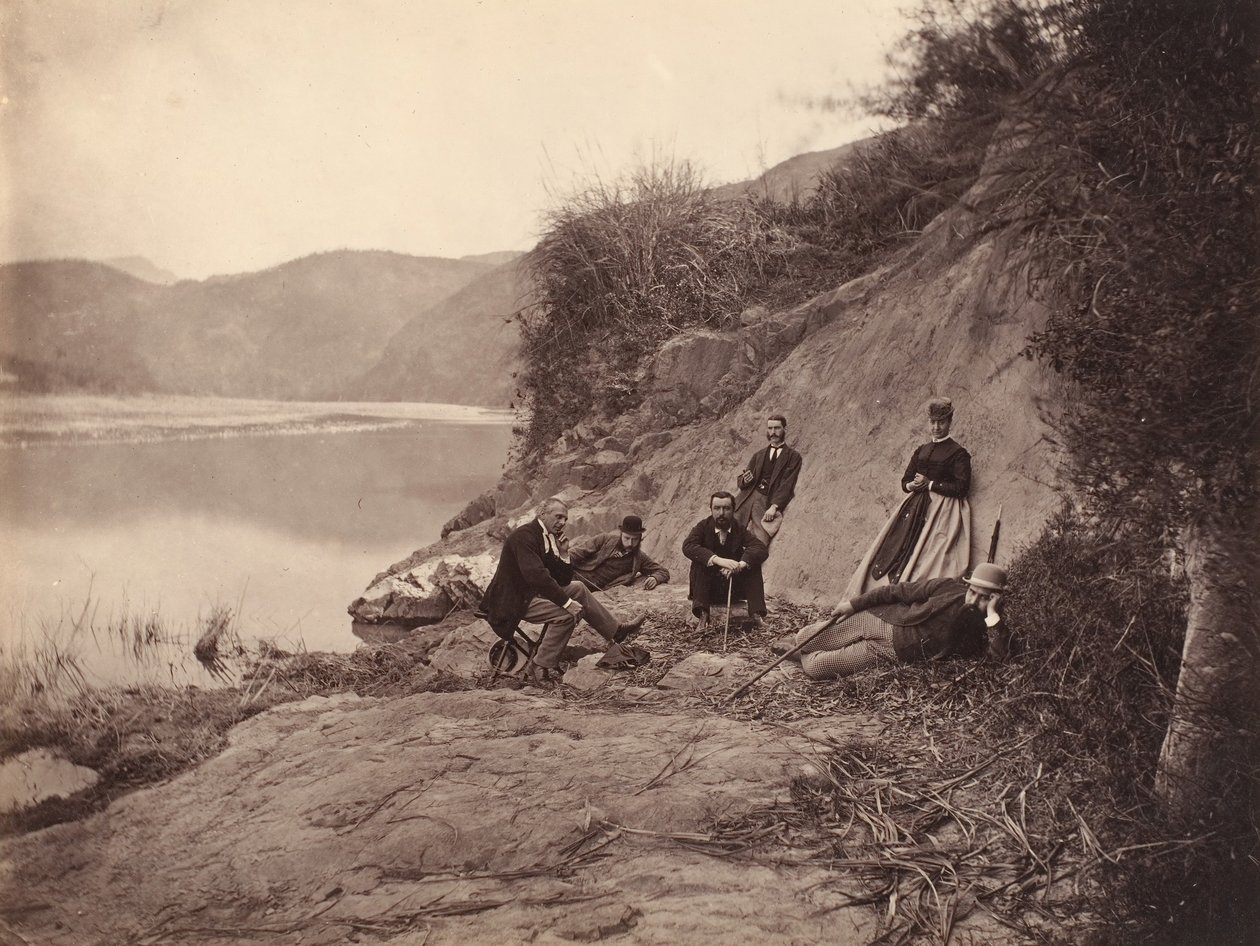 [gruppeportræt nær fang flammeklosteret, F U nøgle], rub. 1869. af Afong Lai