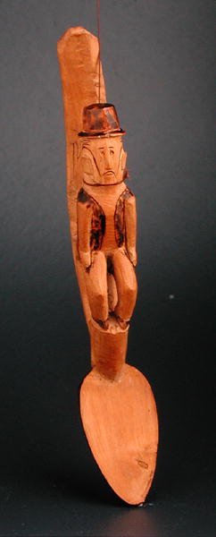 Figur af en europæisk mand siddende på skaftet af en ske, Sydøstafrika, slutningen af det 19. århundrede (træ) af African