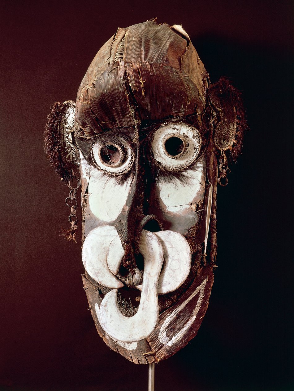 Kreimbit-stammemaske, træ og strå, afrikansk kunst, 20. århundrede af African School