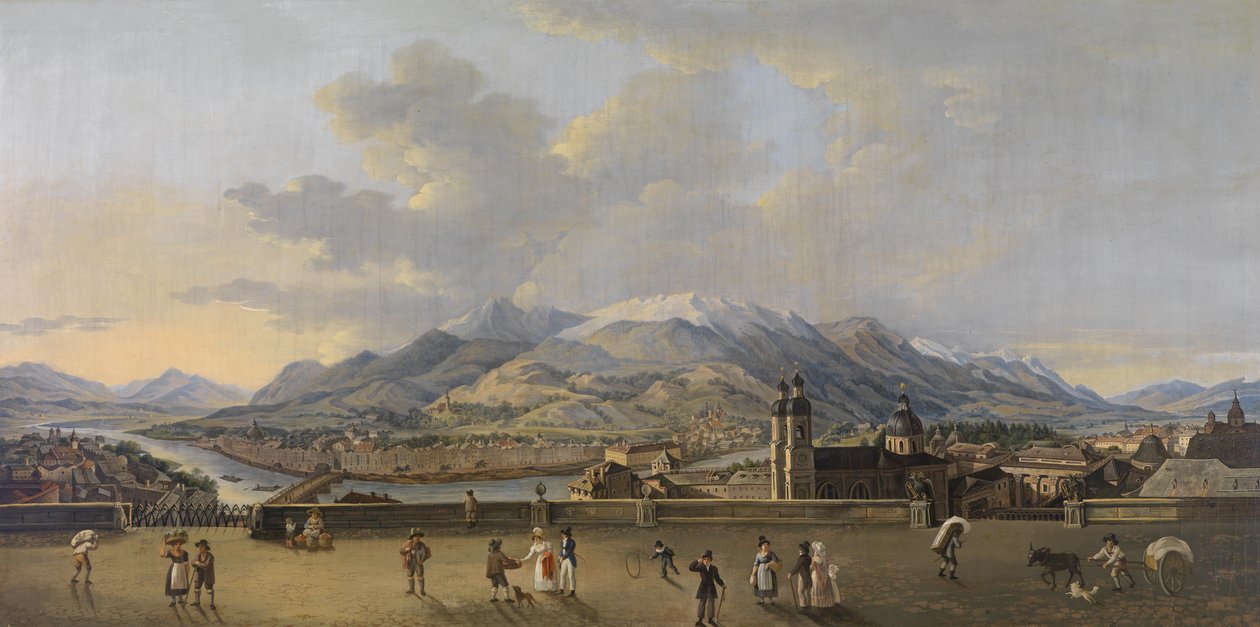 Panorama over Innsbruck, set fra bytårnet af After Friedrich Rehberg